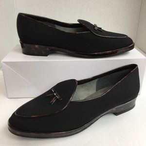 Stuart Weitzman Black Loafers with Tortoise Accent
